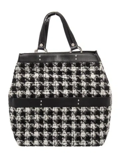 Pre-owned Donald Pliner Tweed Top Handle Bag In Black