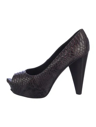 Pre-owned Donald Pliner Vintage Embossed Leather Pumps In Blue