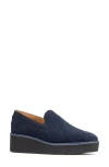 Donald Pliner Wallis Platform Wedge Loafer In Navy