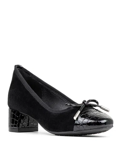 Donald Pliner Women's Bow Leather Suede Mid Heel Pumps In Black