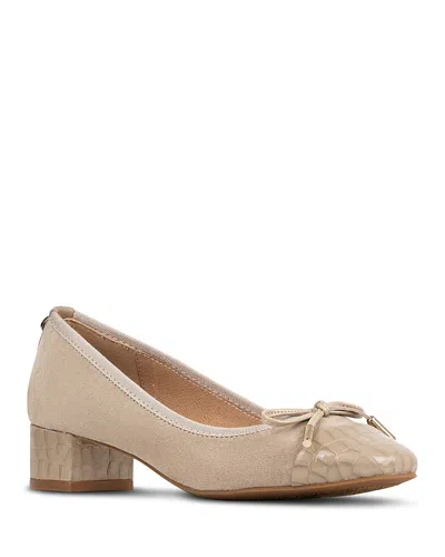 Donald Pliner Women's Bow Leather Suede Mid Heel Pumps In Neutral