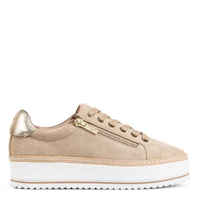 Donald Pliner Side Zip Platform Sneaker In Sand