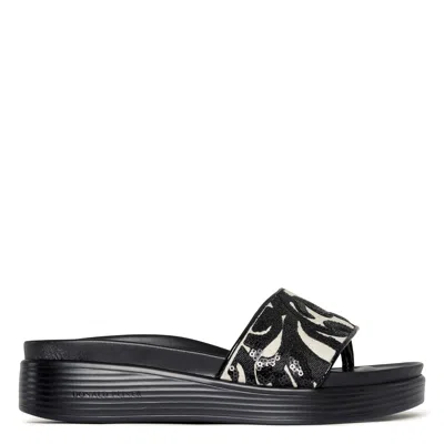 Donald Pliner Women Fifi Natural Black Brocade Casual