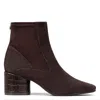 Donald Pliner Block Heel Leather Bootie In Dark Brown
