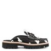 Donald Pliner Calf Hair Kiltie Fringe Moc Toe Loafer Mule In Bone Black