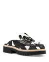 Donald Pliner Calf Hair Kiltie Fringe Moc Toe Loafer Mule In Bone/black
