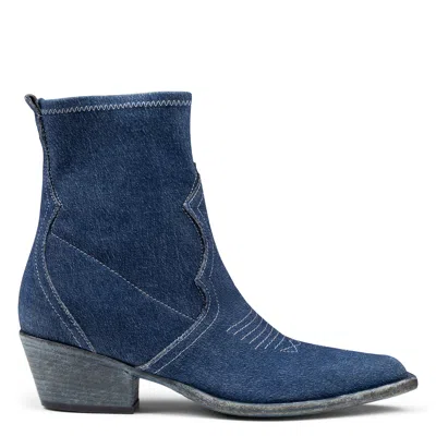Donald Pliner Women Hendrik Stretch Blue Denim Boot In Black
