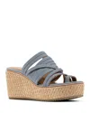 Donald Pliner Women's Leather Toe Loop Wedge Slide Sandals In Denim