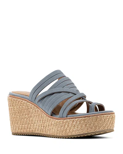Donald Pliner Women's Leather Toe Loop Wedge Slide Sandals In Denim