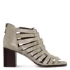 Donald Pliner Metallic Block Heel Cage Sandal In Natural Pewter