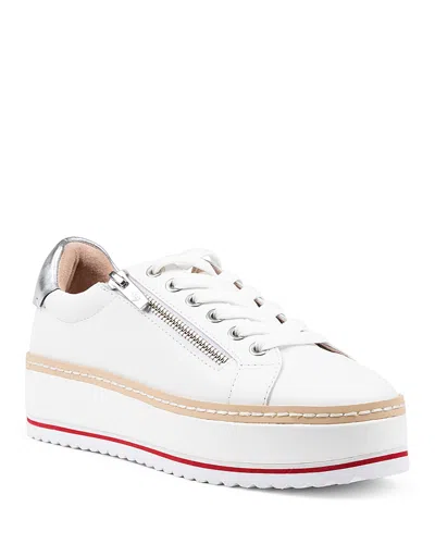 Donald Pliner Side Zip Platform Sneaker In White