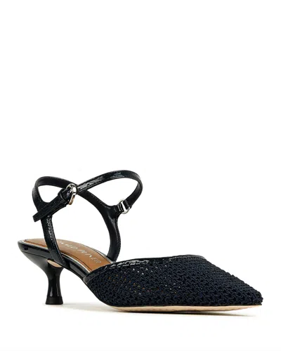 Donald Pliner Ankle Strap Pointed Toe Kitten Heel Pump In Blue