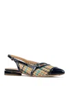 Donald Pliner Pointed Toe Slingback Flat In Navy Multi