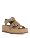 Donald Pliner Women's Slip On Buckled Platform Slide Flats In Camel/platinum