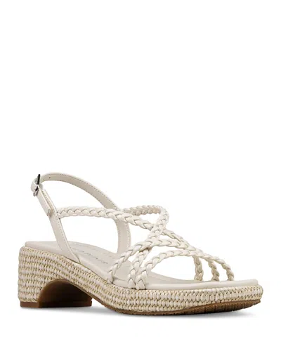 Donald Pliner Women's Slip On Strappy Espadrille High Heel Sandals In White