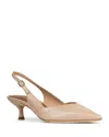 Donald Pliner Sodashi Snakeskin Embossed Pointed Toe Slingback Pump In Sand