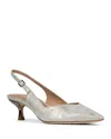 Donald Pliner Sodashi Snakeskin Embossed Pointed Toe Slingback Pump In Silver