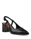 Donald Pliner Sodashi Snakeskin Embossed Pointed Toe Slingback Pump In Black