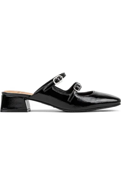 Donald Pliner Women's Tria Double Strap Mule In Black Patent Leather