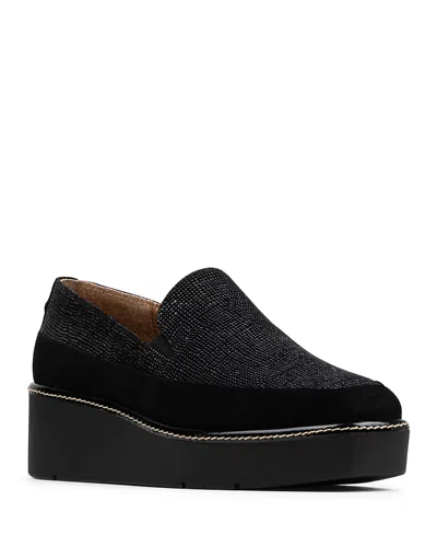 DONALD PLINER WOMEN'S WALLIS EMBOSSED SUEDE WEDGE LOAFERS