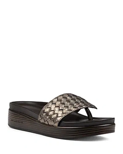 Donald Pliner Women's Woven Thong Wedge Sandals In Pewter Woven