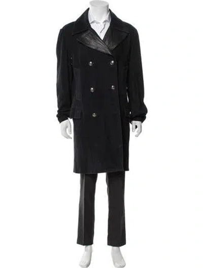 Pre-owned Donald Pliner Wool Trench Coat In Blue