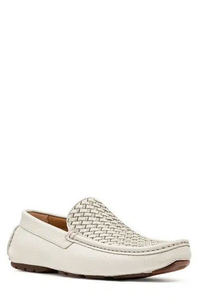 Donald Pliner Woven Leather Driver In Off White/offw
