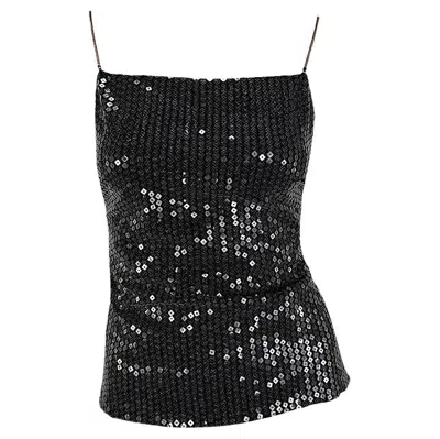 Pre-owned Donatella Versace For Gianni Versace Nwt 1999 Gianni Versace Black Sequin Backless Tank Top It44