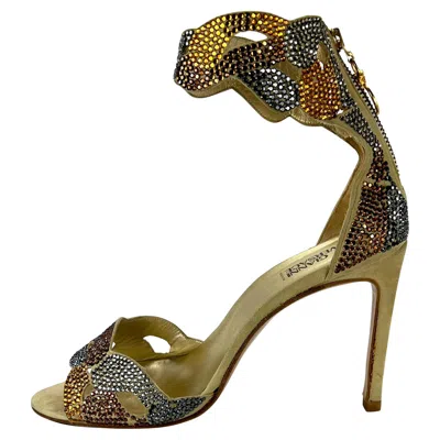 Pre-owned Donatella Versace For Gianni Versace S/s 2000 Gianni Versace By Donatella Versace Crystal Pump 39 In Brown
