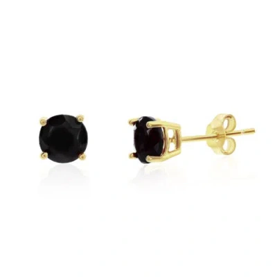 Donatello Gian 14k Yellow Gold Black Round Cut Studs