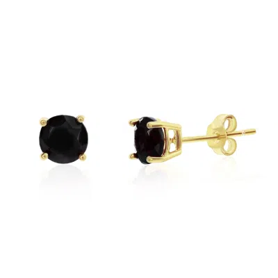 Donatello Gian 14k Yellow Gold Black Round Cut Studs
