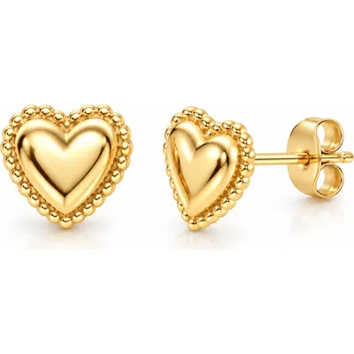 Donatello Gian 14k Yellow Gold Dainty Heart Stud Earrings