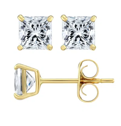 Donatello Gian 14k Yellow Solid Gold Square Mini Studs