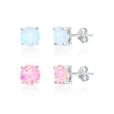 Donatello Gian 2 Pack Sterling Silver Opal Studs In Multi