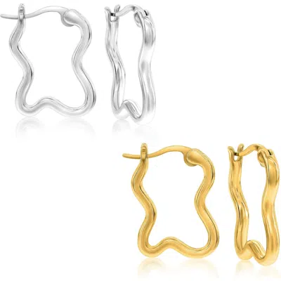 Donatello Gian 2pk Wave Hoop Earrings In Multi