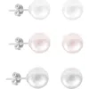 Donatello Gian 3 Pack Pearl Earrings In Silver