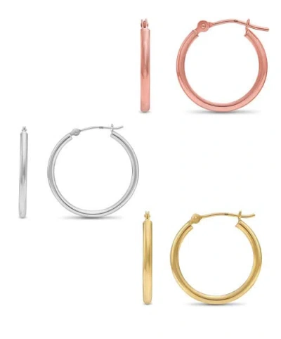 Donatello Gian 3 Pack Sterling Silver Hoop Earrings In Silver/gold/copper