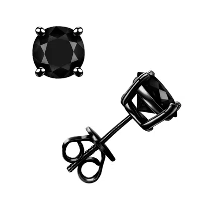 Donatello Gian 925 Sterling Silver Black Rhodium Plated Screwback Studs