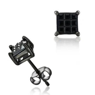 Donatello Gian 925 Sterling Silver Black Rhodium Plated Small Studs