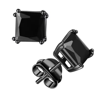 Donatello Gian 925 Sterling Silver Black Rhodium Plated Square Studs