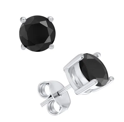 Donatello Gian 925 Sterling Silver Black Round Studs