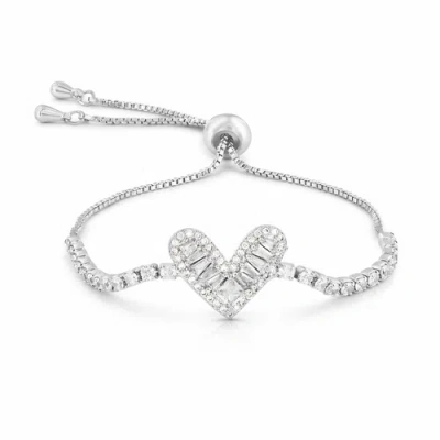 Donatello Gian Adjustable Crystal Heart Bracelet In Metallic