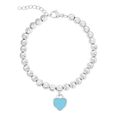 Donatello Gian Beaded Heart Charm Bracelet In Silver