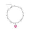 Donatello Gian Beaded Pink Heart Bracelet
