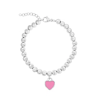 Donatello Gian Beaded Pink Heart Bracelet