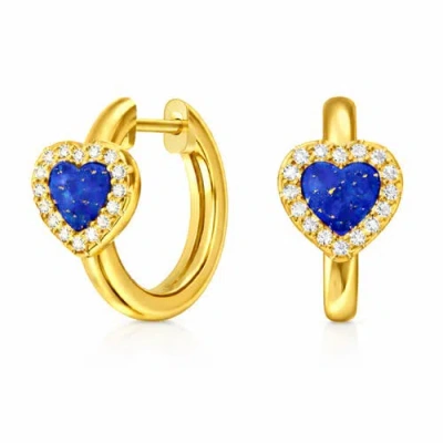 Donatello Gian Blue Lapis Crystal Heart Earrings In Gold