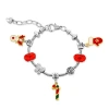 Donatello Gian Christmas Themed Red Crystal Charm Bracelet In Metallic
