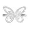 Donatello Gian Crystal Butterfly Ring In Silver