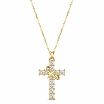 Donatello Gian Crystal Cross Necklace In Gold