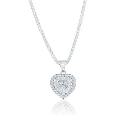 Donatello Gian Crystal Halo Heart Necklace In Silver